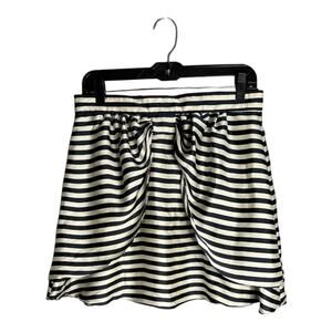 H&M Navy Blue and White Striped Mini Skirt Bow on Front Size 12